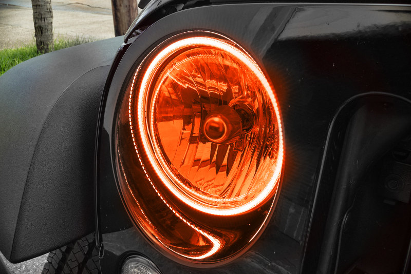 Jeep Wrangler Headlight Halo Kit - ORACLE Lighting - Surface Mount LED - Amber - `07-`17